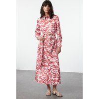 Gemustertes Maxi-Hemdkleid mit Gürtel