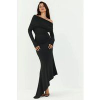 Asymmetrisches schulterfreies Bodycon-Maxikleid