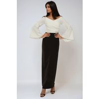 Schulterfreies Zweifarbiges Maxi-Kleid