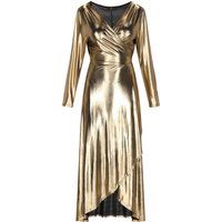 Metallisches asymmetrisches Wickel-Maxikleid