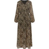 Elegantes Maxikleid mit Leoprint-Wickeloptik