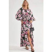 Chiffon-Maxikleid mit Rosen-Print