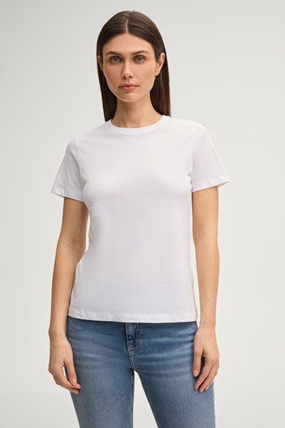 Minimalistisches Baumwoll-T-Shirt mit Logo-Verzierung