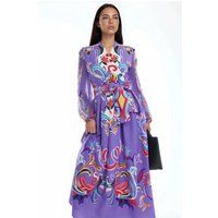Farbenfrohes Maxi-Wickelkleid mit Blumenmuster