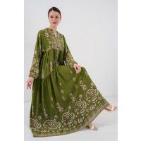 Bedrucktes gestuftes Maxikleid
