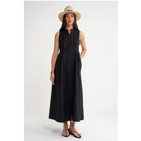 Ärmelloses Maxi-Hemdkleid aus Popeline