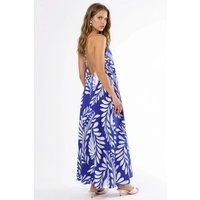 Halterneck-Maxikleid mit abstraktem Muster