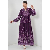 Gemustertes Boho-Maxikleid mit V-Ausschnitt