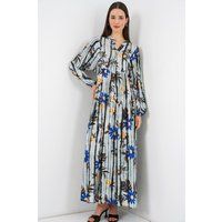 Gestuftes Maxikleid mit abstraktem Blumenmuster