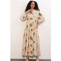 Gestuftes Maxi-Hemdkleid mit Blumenmuster