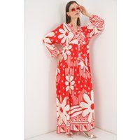 Gemustertes Stufen-Maxikleid mit Blumenprint