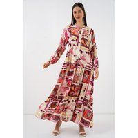 Gemustertes Stufen-Maxikleid im Boho-Stil