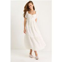 Gesticktes Maxikleid mit Herzausschnitt
