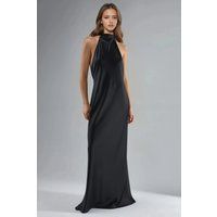 Elegantes Halter-Neck Satin Maxikleid