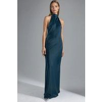 Halterneck-Satin-Maxikleid