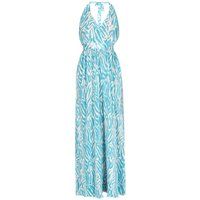 Plissiertes Halter-Maxikleid mit Zebramuster
