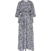 Fließendes bedrucktes Wickel-Maxikleid