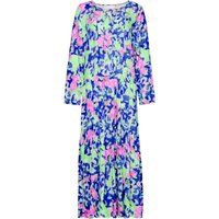 Lebhaftes Maxi-Stufenkleid mit Abstrakt-Print