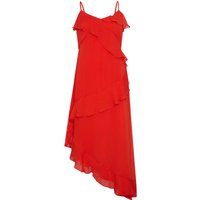 Asymmetrisches Midikleid mit Stufenrüschen