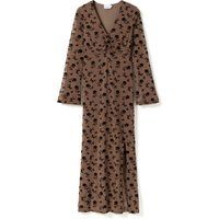 Florales Mesh-Maxikleid mit Samt-Details