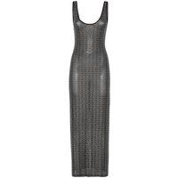 Kristallbesetztes Tüll-Maxikleid mit Hexagon-Muster