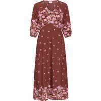 Florales Krepp-Maxikleid mit Ballonärmeln