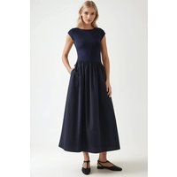 Kontrast-Midikleid aus Materialmix