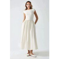 Elegantes Mixed-Media-Midikleid