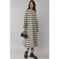Gestreiftes Rippstrick-Midikleid