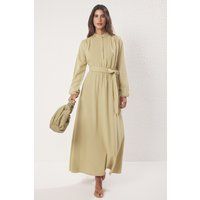 Langärmeliges Maxikleid aus Leinenmischung