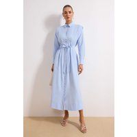 Maxi-Hemdblusenkleid mit Bindegürtel