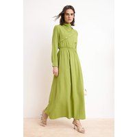 A-Linien Maxikleid mit Knopfleiste