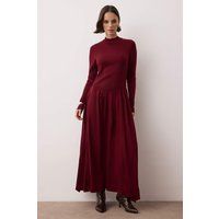 Rippstrick-Maxikleid mit Stehkragen