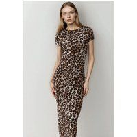 Drapiertes Maxikleid mit Leopardenmuster