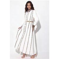Hemdblusenkleid mit Leopardenmuster-Details