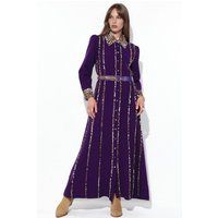 Maxikleid mit Leopardenmuster-Details und Knopfleiste