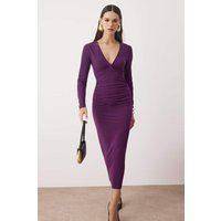 Drapiertes Maxikleid mit V-Ausschnitt