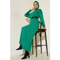 Rippstrick-Maxikleid mit Rollkragen