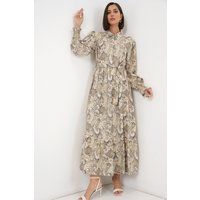 Maxi-Hemdblusenkleid mit Paisley-Muster