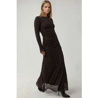 Elegantes Maxikleid mit Spitzen-Raffung