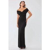 Strukturiertes Schulterfreies Maxikleid