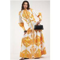 Maxi-Hemdblusenkleid mit Paisley-Druck