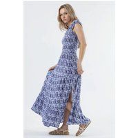 Maxikleid mit Paisley-Muster und Smok-Oberteil