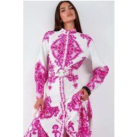 Maxi-Hemdkleid mit Paisley-Print und Gürtel
