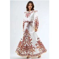 Ornamentales Paisley-Kleid mit Gürtel