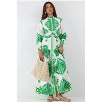 Maxikleid mit Paisleymuster und Hemdkragen