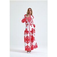 Gürtel-Maxikleid mit Paisley-Muster