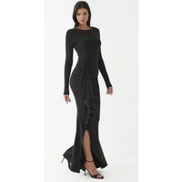 Langärmeliges Maxikleid mit Rüschen und Schlitz