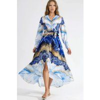 Wickel-Maxikleid mit abstraktem Print