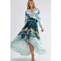 Wickel-Maxikleid mit abstraktem Print